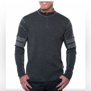 Kuhl 100% Merino Wool Team 1/4 Zip Sweater Jacket size XXL grey